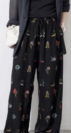 スローブイエナ embroideryメッシュパンツ ブラック - メルカリ