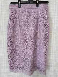 【ユニクロ】UNIQLOレーススカート パープル M タイト 花柄 春 美品