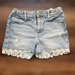 デニム レース裾 ショートパンツ　130センチ