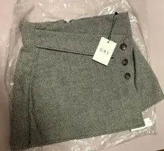 GRL インパン裏地付へリンボーンアシメミニスカート グレー