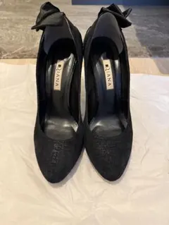 DIANAダイアナ　 ブラックハイヒール リボン付き