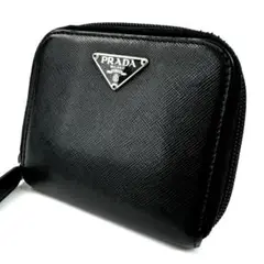 ✨未使用展示品・箱保証書付き✨　PRADA ミニ財布　サフィアーノ　ブラック ほぼ未使用品 箱・カード付き PRADA プラダ 折り財布