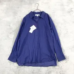 【新品未使用】ユニクロ×イネス コットンシアーシャツ M ネイビー 長袖のサムネイル