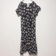 希少 90s Alix Taylor デイジー＆ドット柄 マキシワンピース