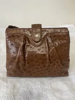 Vintage オーストリッチ ハンドバッグ 茶 Made in Germany