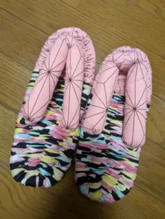 多色ストライプ布製ルームシューズ＊健康