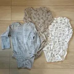 H&M オーガニックコットン 動物柄ボディースーツ 3点セット