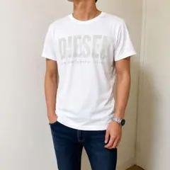 DIESEL ディーゼル ロゴTシャツ シルバー ホワイト ユニセックス M