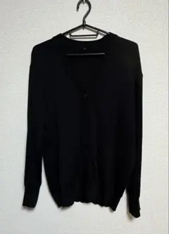 ブラック Vネック カーディガン 3L