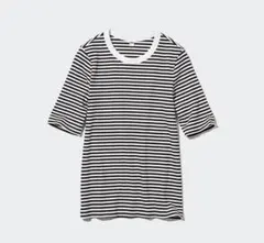 ユニクロ　リブボーダークルーネック