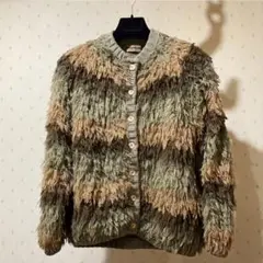 希少 70'S issey miyake フリンジニットカーディガン ストライプのサムネイル