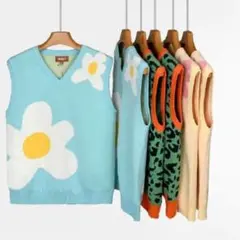 【美品】GOLF WANG フラワーベスト 花柄 Vネック 美品】GOLF WANG フラワーベスト 花柄 Vネック 美品】GOLF WANG