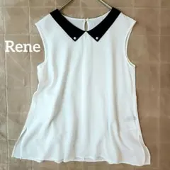Rene ルネ美品✨ビッグカラー 女優衿 日本製 ブラウス ホワイト34 