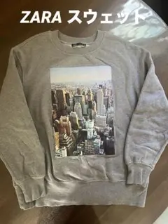 ZARA スウェット グレー ニューヨーク プリント S