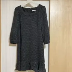 お値下げ　フェルゥ　ブラック　ワンピース　フリル　ドット