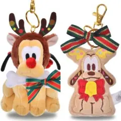 新品　ディズニー　プルート　ぬいぐるみキーホルダー２点セット　クリスマス