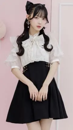 ROJITA 花柄ボウタイドッキングワンピース ブラック ワンピース