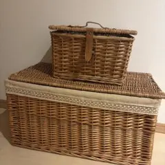 ラタンバスケットセット 大小2個