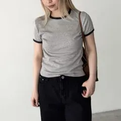 キャナルジーン パイピングコンパクトTシャツ El mar ヘザーグレーのサムネイル