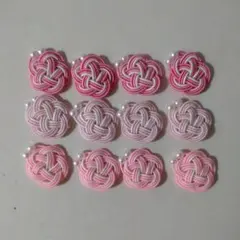 水引パーツ　梅結び（パールビーズ付き）ピンク系