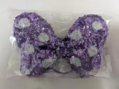 ディズニー ミニー スパンコール キラキラ リボン ヘアゴム 紫