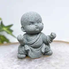 【天然石】青砂石 少林寺 カンフー 子僧侶 置き物