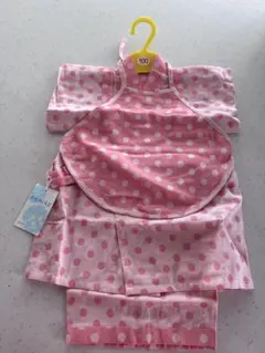 《新品未使用》100㌢甚平・スタイセット　ピンクドット柄(白✖️ピンク)