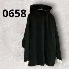 0658 パーカー トレーナー ブラック　ロング丈