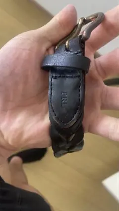 Polo Ralph Lauren 38 レザー編み込みベルト 黒