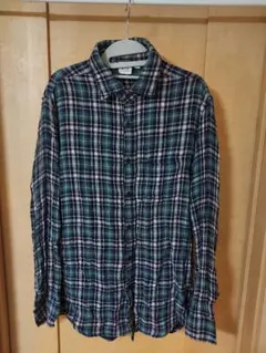 UNIQLO ユニクロ グリーン系チェック フランネル長袖シャツ