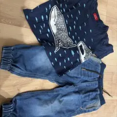 キッズ 2点セット オジコジンベエザメTシャツ デニムパンツ
