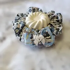 花柄の布製シュシュタイプ首輪