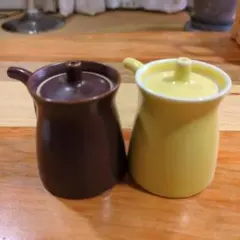 陶器 醤油さし 2個セット ブラウン・イエロー