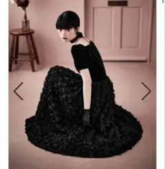 【美品】etoll. Velour rosette flare dress M