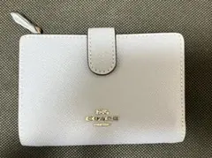 COACH コーチ 二つ折り財布 ライトブルー レザー 小銭入れあり