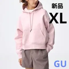 GU 新品　ヘビーウェイトスウェットショートパーカー　ピンク　XL