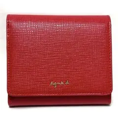 未使用 アニエスベー 二つ折り財布 赤 牛革 agnes b. VOYAGEのサムネイル