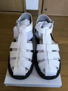 forksyホワイト 厚底ストラップサンダル