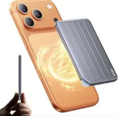 モバイルバッテリー MagSafe 超薄型 ワイヤレス充電器 急速 2台同時充電