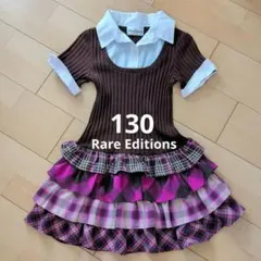 Rare Editions 半袖ワンピース ブラウン/ピンク/チェック