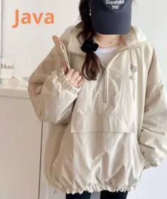 【美品】Java フード付ボア切替え中綿裏キルティングジャンパー