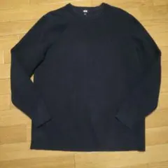 UNIQLO ウォッシャブルストレッチミラノリブクルーネックセーター 黒 XL