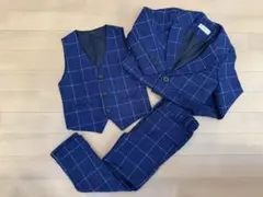 ３点セット　ネイビー チェック柄 スーツセット110センチ