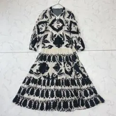 【訳あり】ZARA ザラ ボタニカル ティアード ロングワンピース マキシ丈XS