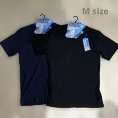 新品　半袖　V首 速乾　コットン100% インナーTシャツ　黒紺2枚組　M
