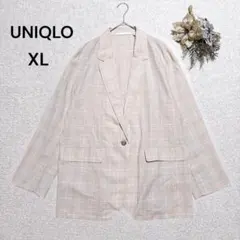 【ユニクロ】大きいサイズ　ライトシャツジャケット　チェック柄　ナチュラル　XL