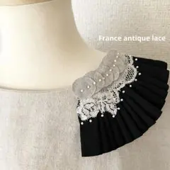 handmade France antique lace×プリーツブローチのサムネイル