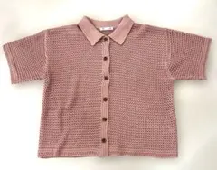 GU 半袖透かし編みポロ