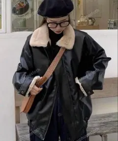 オーバーサイズ ブラックムートンコート
