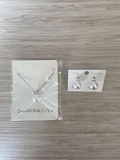 パール　一粒パール　ネックレス　イヤリング　セット　シルバー　フォーマル